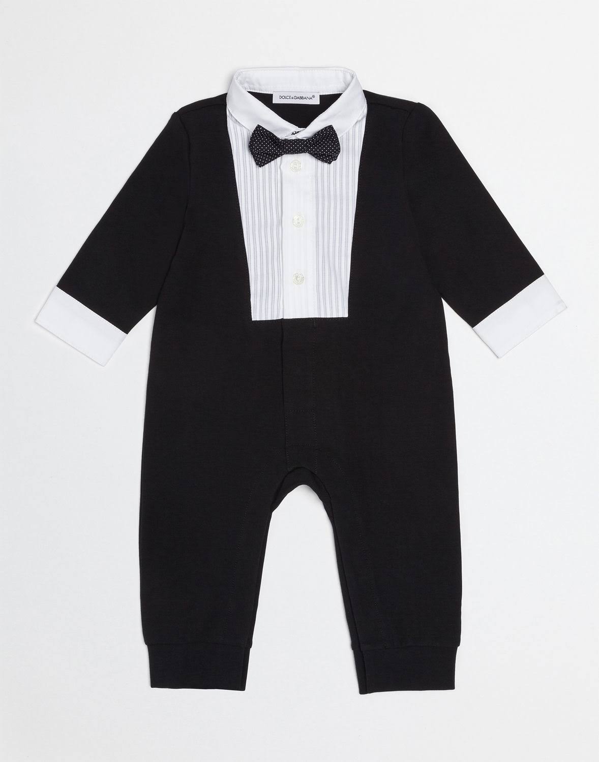 Dolce u0026 Gabbana Boys Black Tuxedo Babygrow