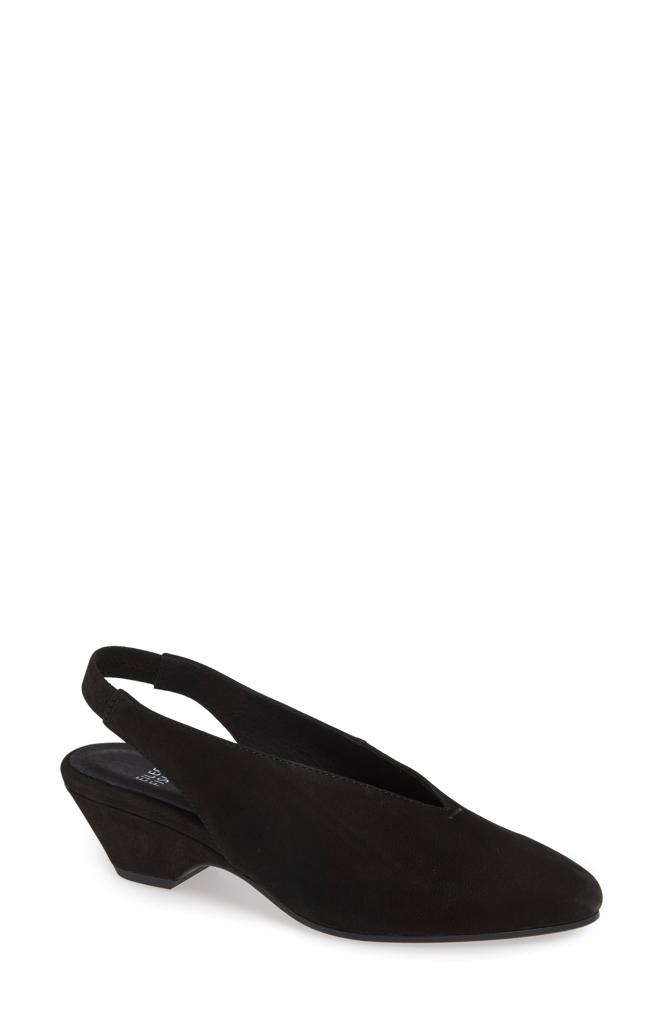 Eileen Fisher Gatwick Nubuck Slingback Block Heel Pumps - 5M