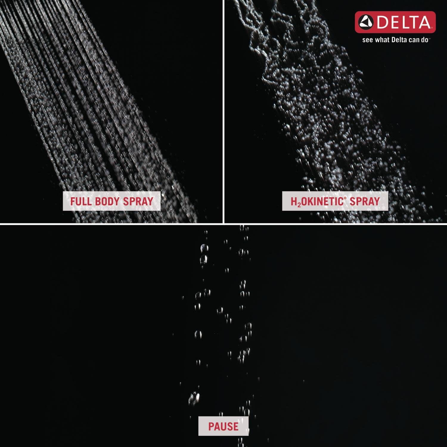 Delta 52684-BL H2Okinetic 3-Setting Raincan Shower Head Matte Black