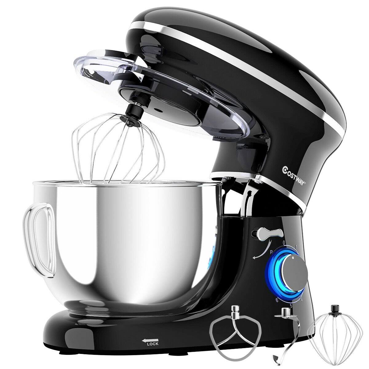 6.3 qt 6 Speed 660W Tilt-Head Food Stand Mixer-Black