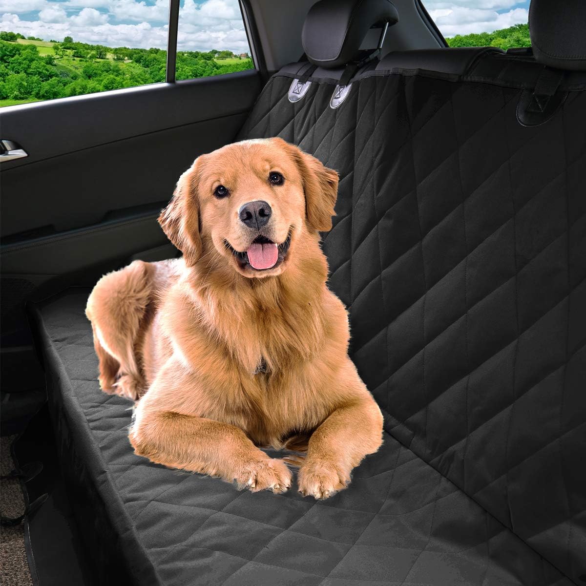 Pet Magasin Durable Beige Pet Car Seat Cover Waterproof & Scratch Proof & Nonslip Backing & Hammock Style & Heavy Duty Back Seat Protector for Cars Trucks and SUVs Pack of 2