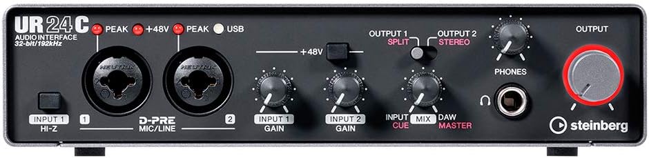 Steinberg UR24C 2x4 USB Gen 3.1 Audio Interface with R100 Stereo Headphones, Pop Filter & XLR-XLR Cable Bundle
