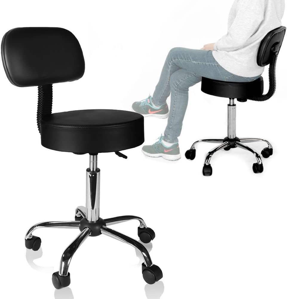 EACHPOLE Adjustable Swivel Hydraulic Multipurpose Massage/Medical/Drafting Stool with Removable Backrest, APL2400 Pack of 2