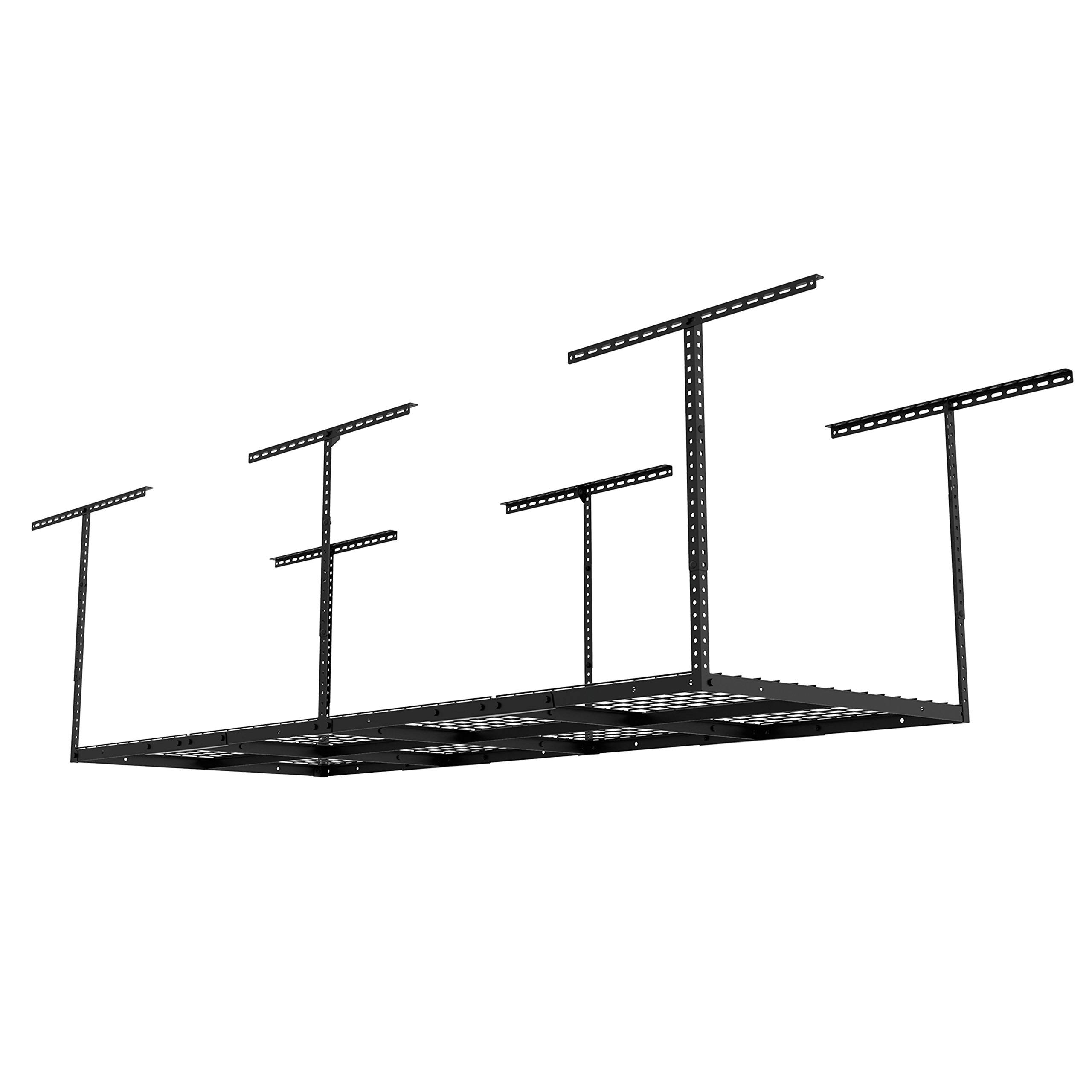 8 ft. x 3 ft. Heavy-Duty Overhead Garage Adjustable Ceiling Storage Rack in Black