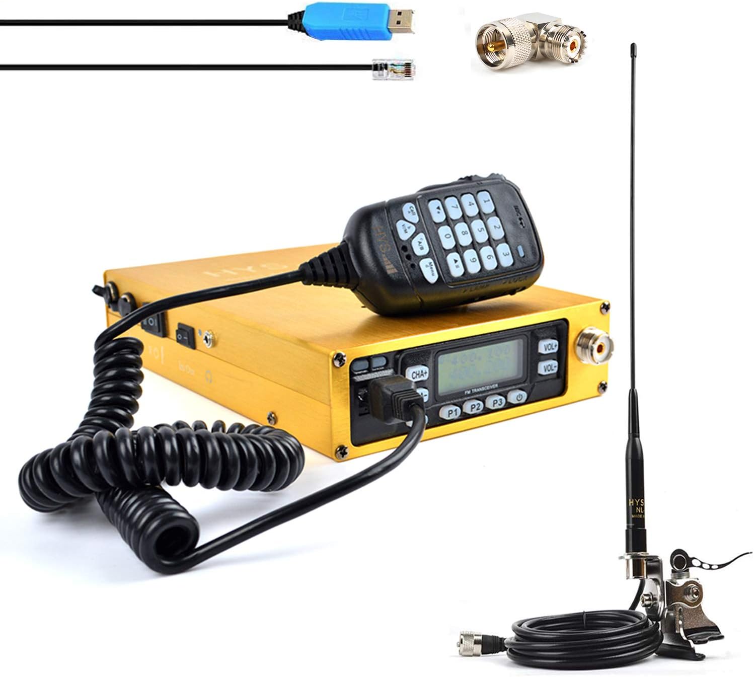HYS G25W Dual Band 25W Car Mobile Radio Transceiver VHF UHF Dual-PTT Funtion Two Way Radio Compatible with Car Antenna and Mount Bracket