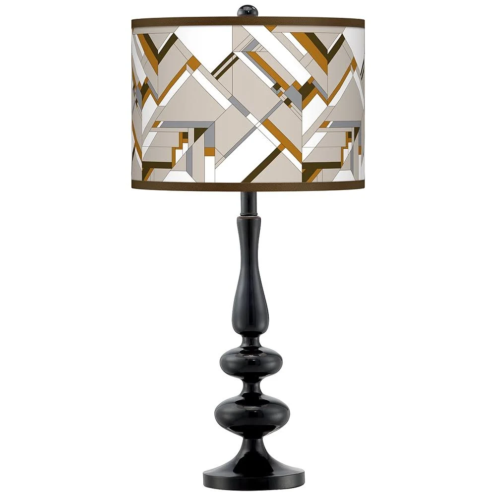 Giclee Gallery Craftsman Mosaic Giclee Paley Black Table Lamp