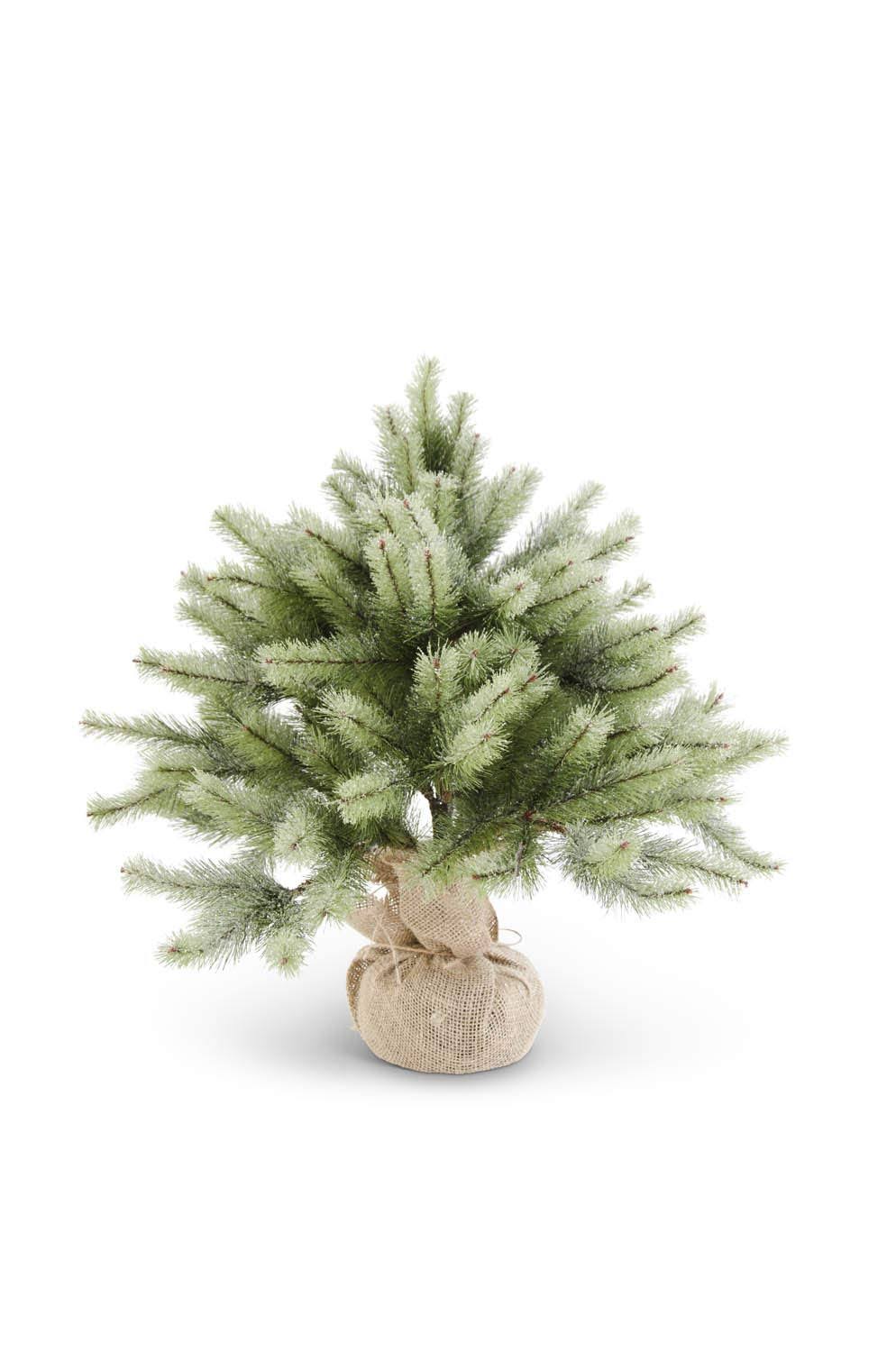 Ku0026K Interiors 54335B 23 inch Glittered Pine Tree in Burlap Sack, Green