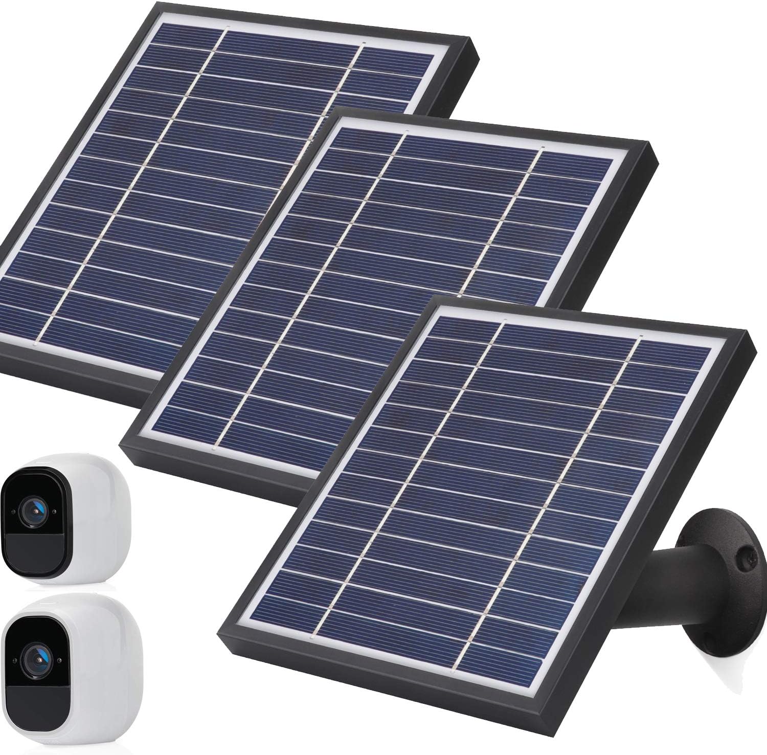iTODOS Solar Panel Works for Arlo Pro and Arlo Pro2 Camera,11.8feet Power Cable and Adjustable Mount (3 Pack,Black)