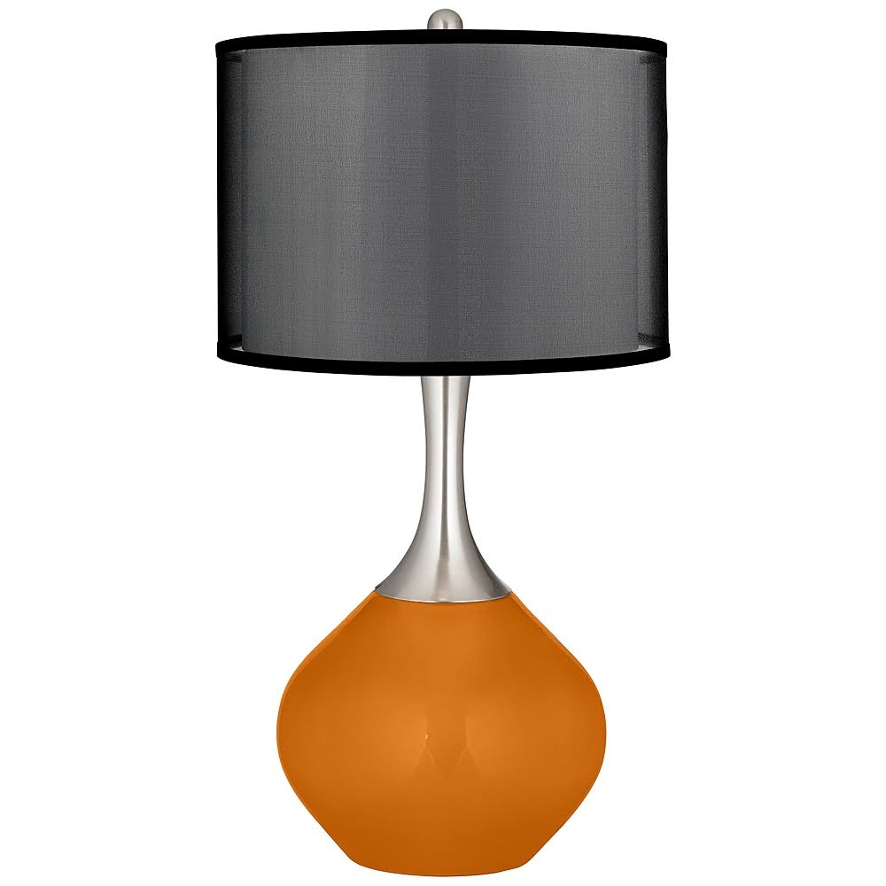 Color + Plus Cinnamon Spice Spencer Table Lamp with Organza Black Shade, Orange