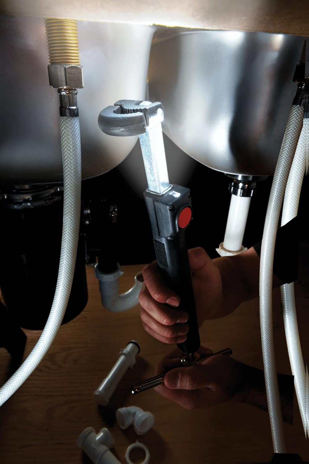 RIDGID 46753 Model 2017 Telescoping Basin Wrench with LED Light, 10-inch to 17-inch Adjustable Basin Wrench,Black