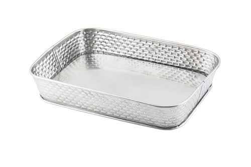 Rectangular Diner Platter, Stainless Steel, 9.5 x 6.5 x 1.75x22 Brick Pattern,12 Packs