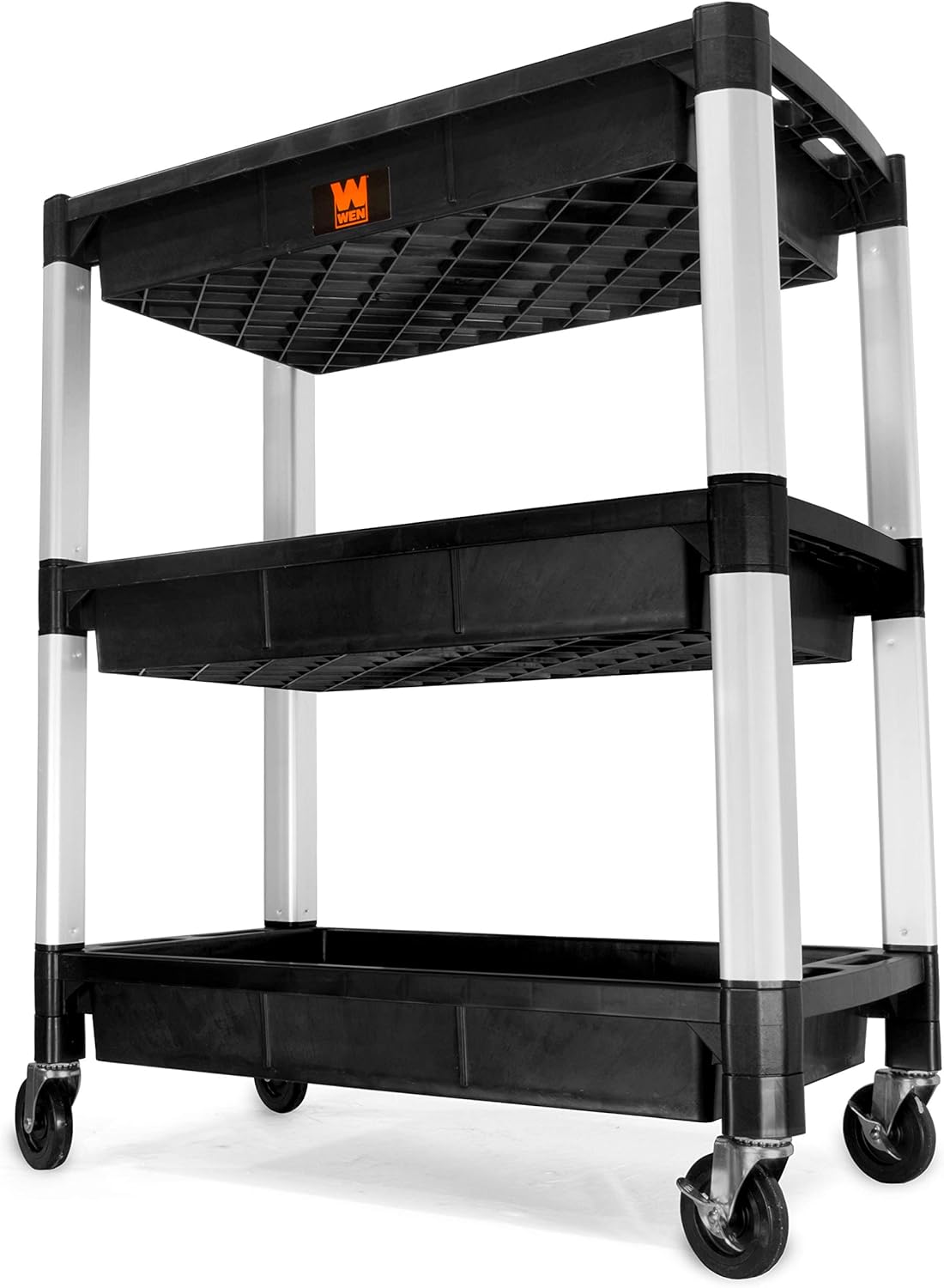 WEN 73163 Three-Tray 300-Pound Capacity Triple Decker Service and Utility Cart