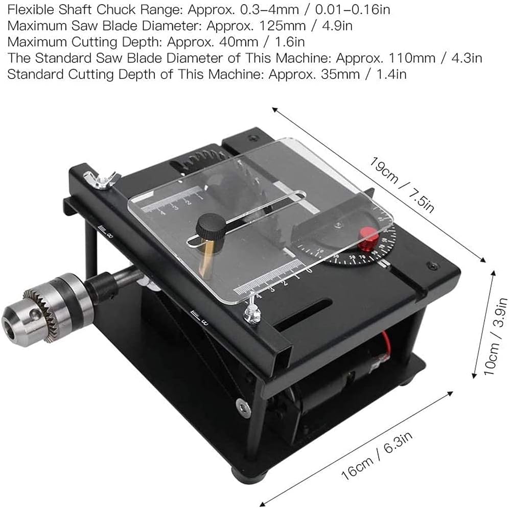 Table Saw Cutting Set 110‑240V US Plug Mini Hobby Table Saw with 35mm Cutting Depth, Lathe Polisher Drilling Machine for DIY Woodworking Jade
