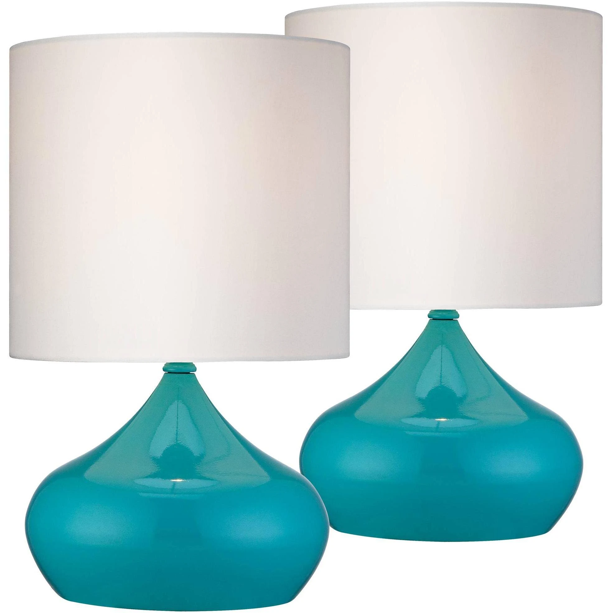 360 Lighting Teal Droplet Accent Lamps Set of 2 with Table Top Dimmers