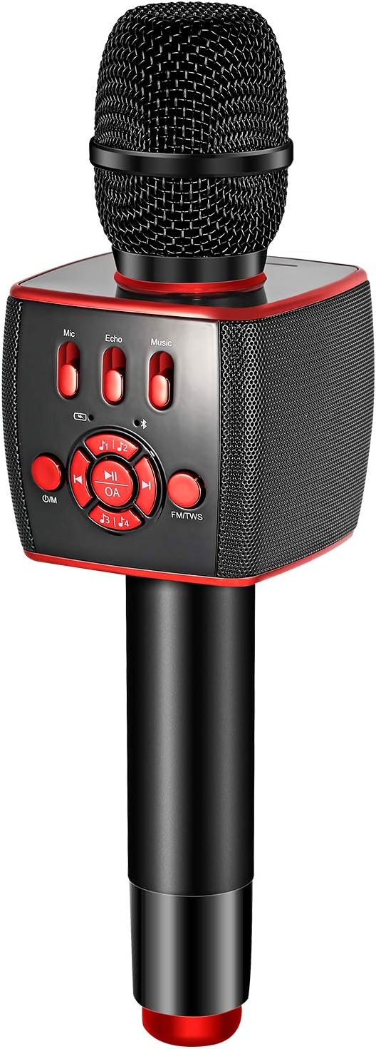 BONAOK 2021 Bluetooth Wireless Karaoke Microphone,Portable Karaoke Machine Speakers with Duet Sing for Car/Party/PC/All Smartphones X39 RED
