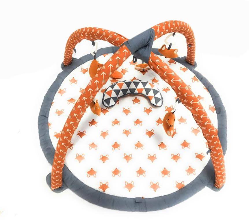 Bacati Playmat/Baby Activity Gym with Mat, Playful Fox Orange/Grey