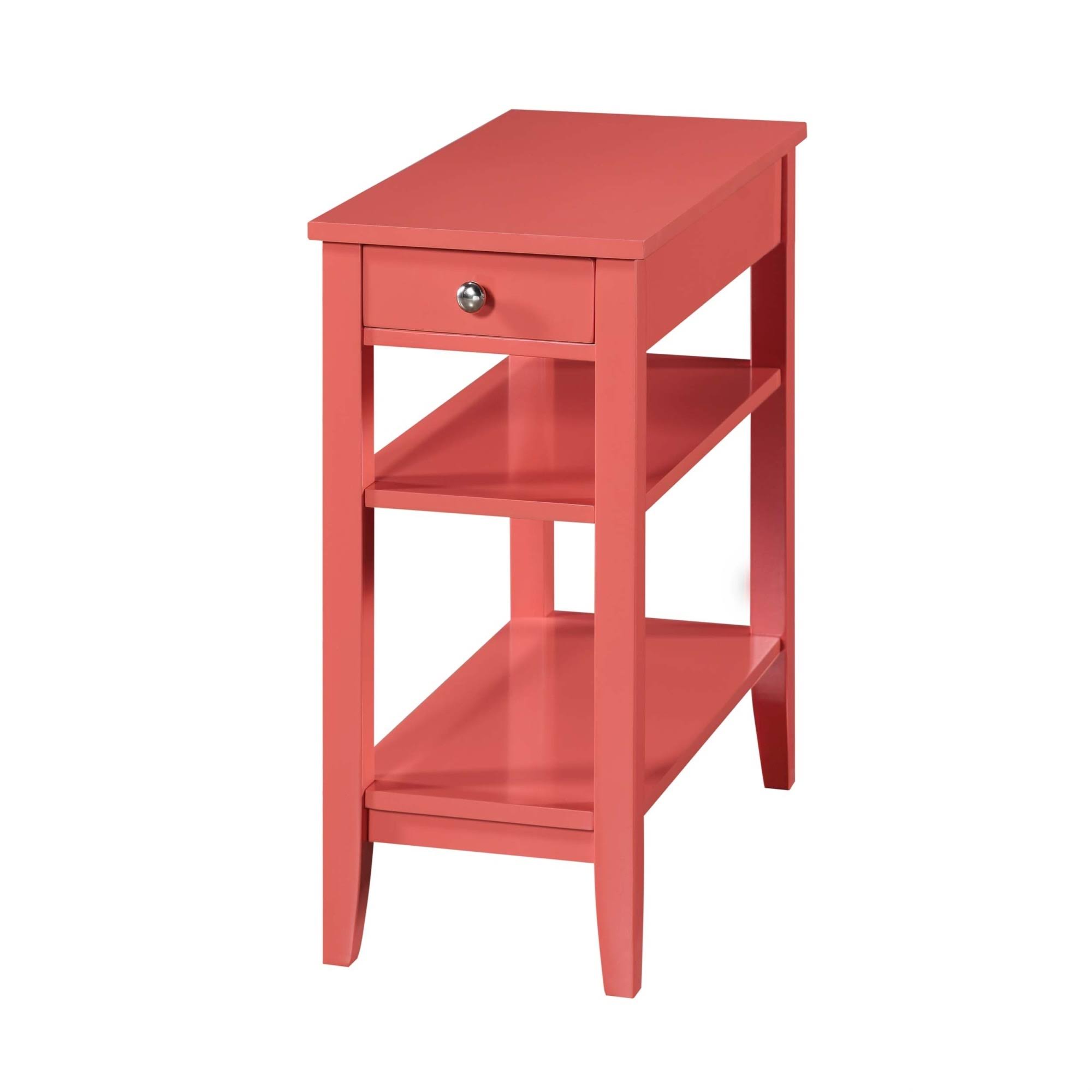 Convenience Concepts American Heritage Three Tier End Table with Drawer, Coral ( Pack of 2 )