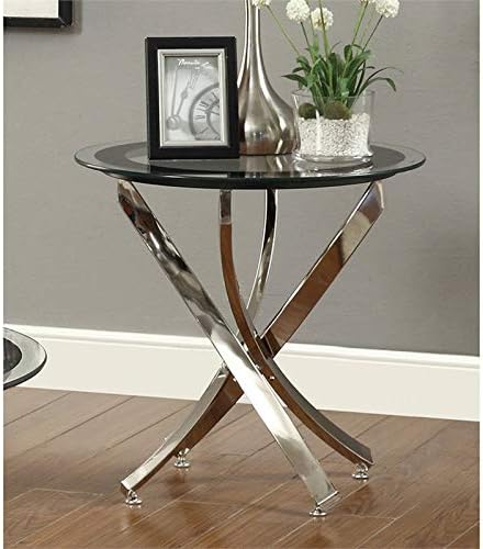 BOWERY HILL Glass Top Accent End Table in Chrome
