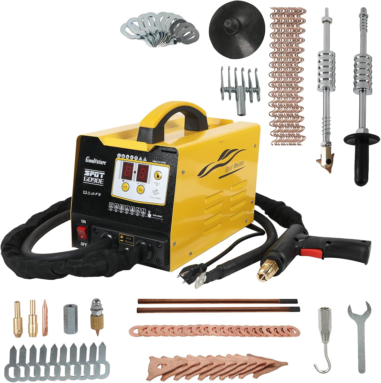 ourantools 110V Car Body Stud Welder Dent Repair Kit with Spot Dent Puller, 7 Modes 3KW Spot Welding Machine