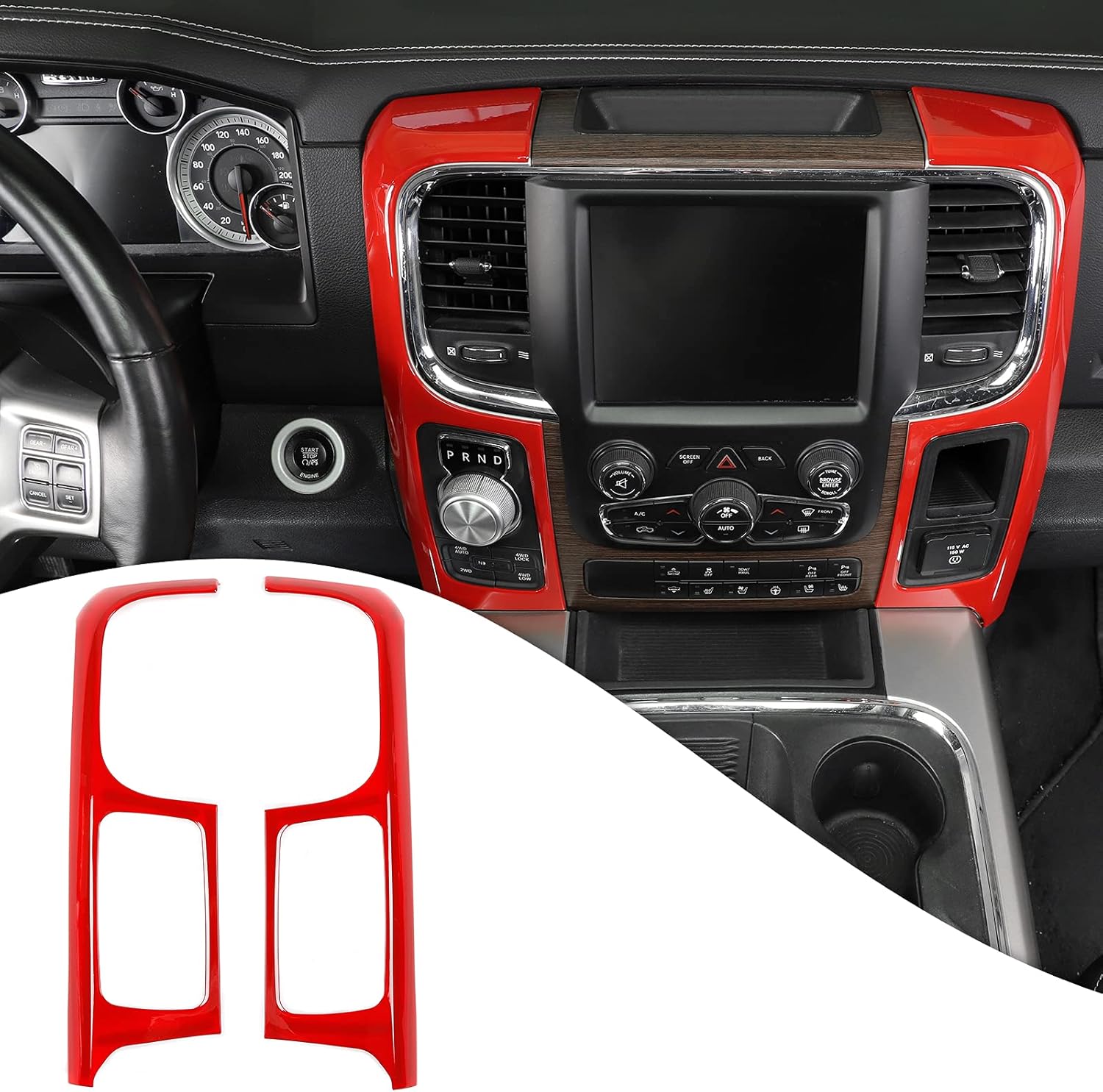 RT-TCZ Center Console Dashboard Air Vents Outlets Trim Cover for Dodge RAM ABS Interior Accessories 2018-2021 Carbon Fiber Pack of 2