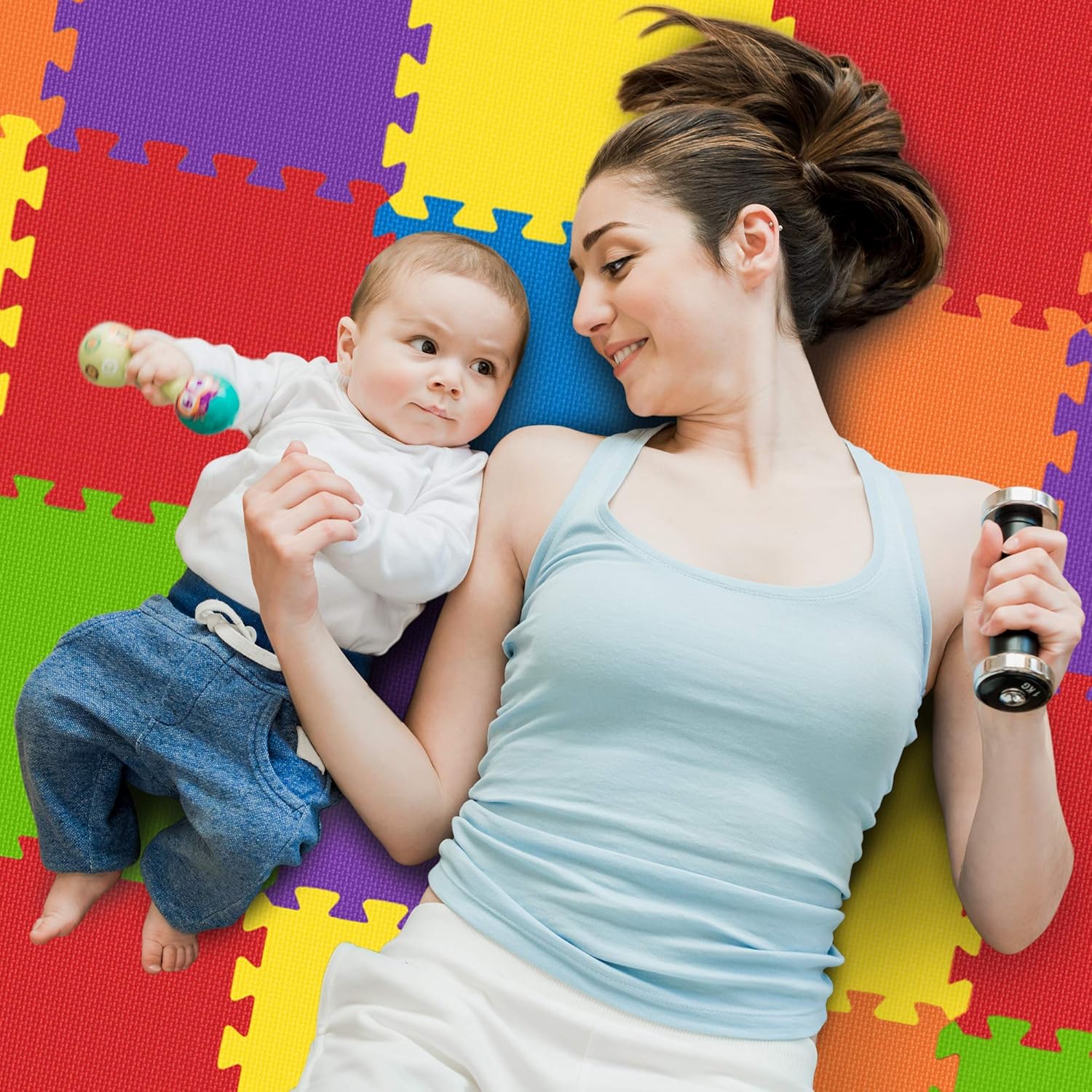 Non-Toxic Play Mat for Kids Toddlers Childrens Infants - Interlocking Foam Puzzle Thickest Baby Mat for Play & Exercise 36 Tiles 12x12in (10mm) - Floor Coverage 36 Sq Ft Pack of 2