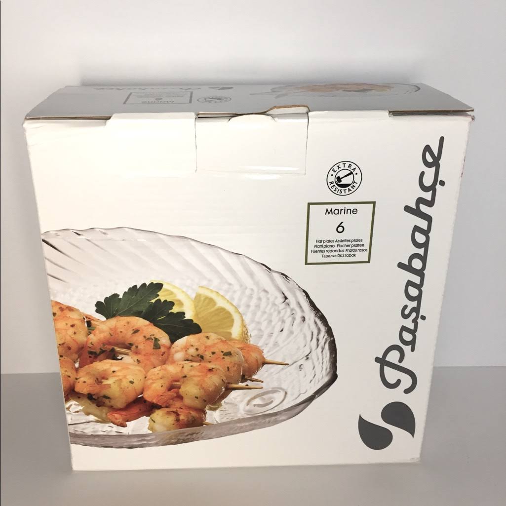 Pasabahce Marine 6 PC Set Crystal Clear Glass Fish Shaped Platter Snack Dish