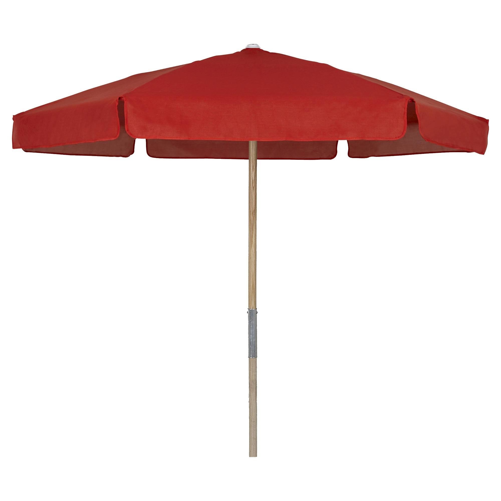 Fiberbuilt 7.5 ft. Wood Beach Umbrella with Vinyl Coated Canopy Red