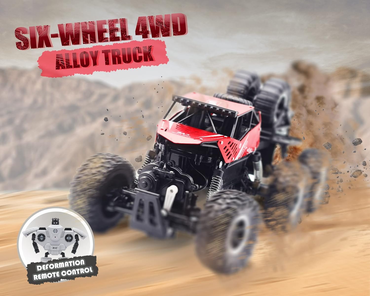 Eyftear RC Cars 1:12 Alloy Body Six-Wheel/Four-Drive Power,with Deformation Remote Control,High Speed 20 KM/H,2.4GHz Off-Road Monster Trucks Remote Control Climbing Car Pack of 2