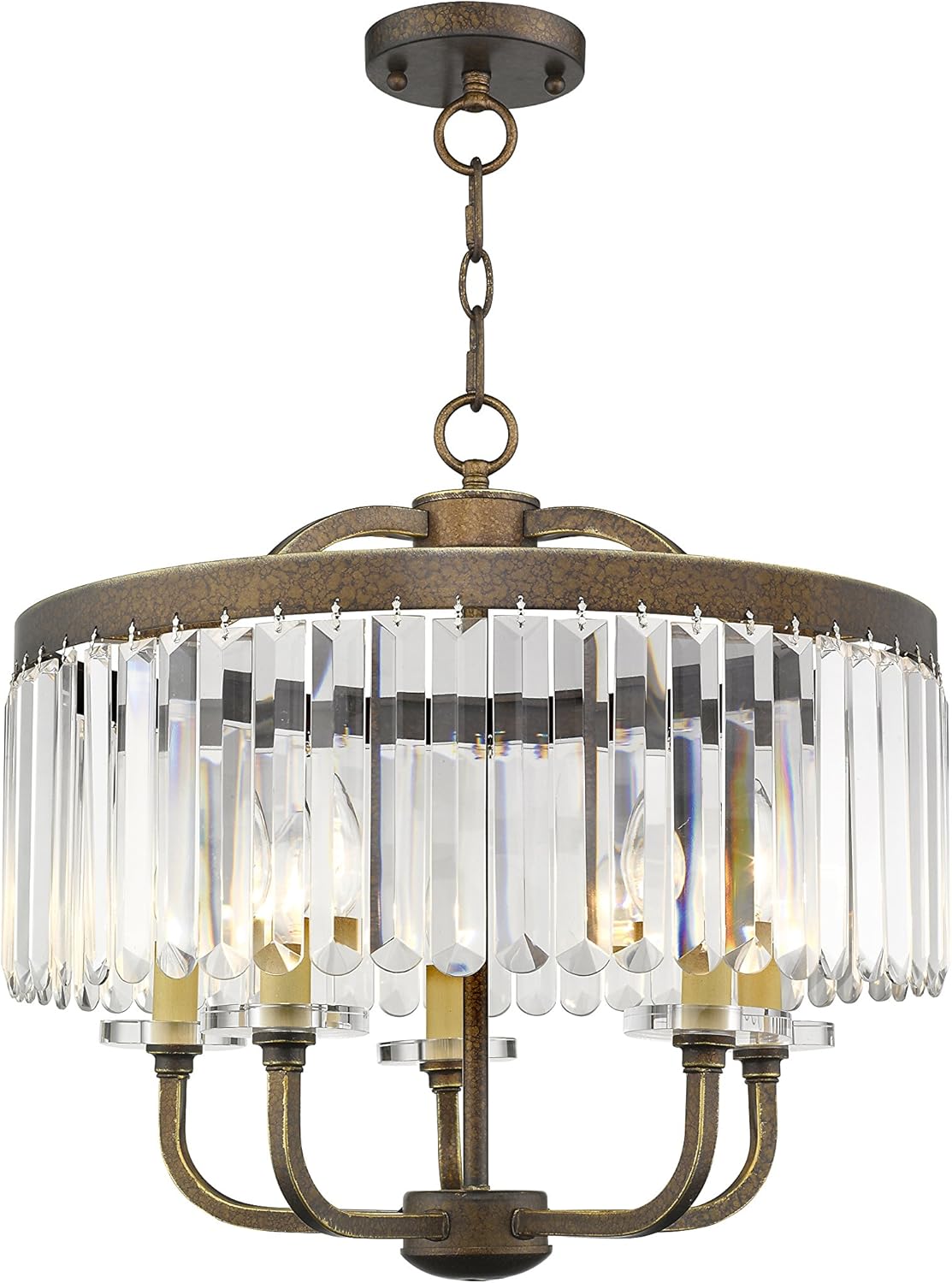 Livex Lighting 50545-64 Ashton 5-Light Convertible Chandelier/Ceiling Mount, Hand Painted Palacial Bronze