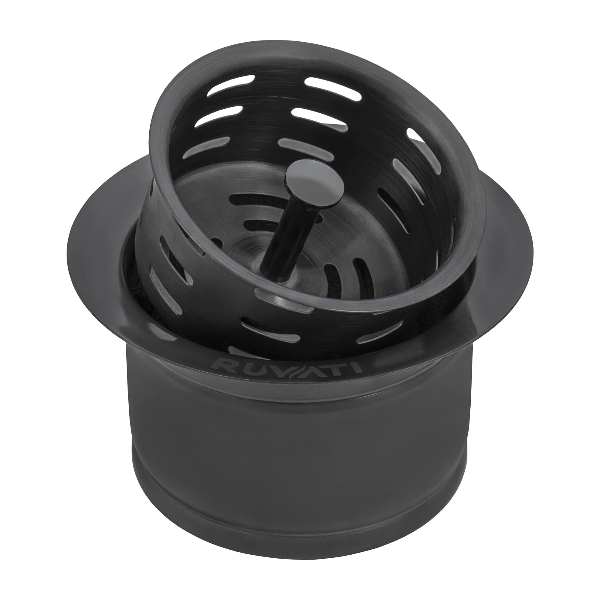 Ruvati Extended Garbage Disposal Flange with Deep Basket STRAINER - Gunmetal Black Stainless Steel - RVA1049BL