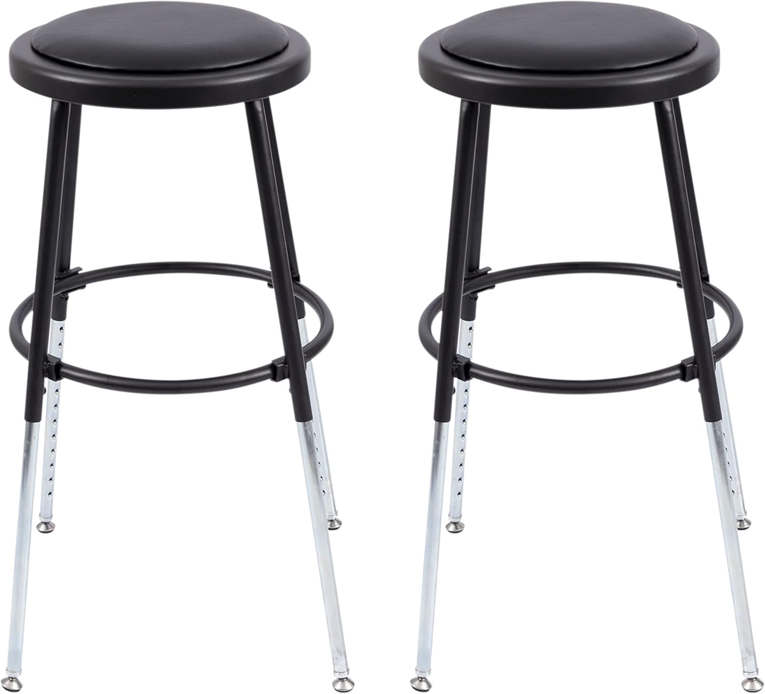 Stand Up Desk Store Stackable Adjustable-Height Classroom Office Workstation Stool (Black, 2 Pack)