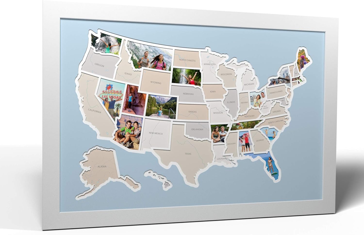 Thunder Bunny Labs 50 States USA Photo Map - Frame Optional - Made in America (Printed Map, Black Frame)
