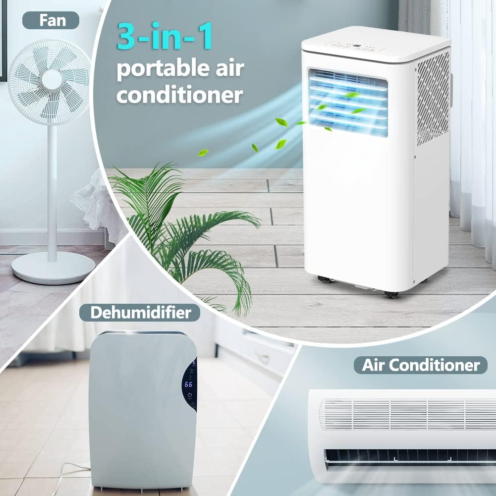 Portable Air Conditioner, LIFEPLUS 3 in 1 Air conditioner with 3 Speeds 4 Modes and Remote Control, Portable AC with 24 Hour Timer, Quiet AC Unit for Home, Office Indoor use