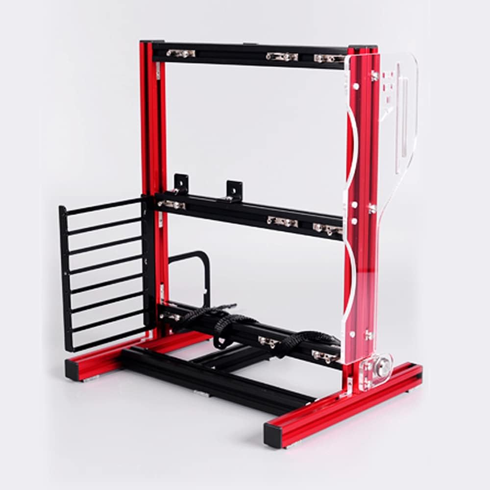 OUKANING DIY ATX M-ATX ITX Open Aluminum Chassis Rack,Vertical Test Frame for PC Motherboard Case,New Bare Metal Frame Test Bench,Good Heat Dissipation,Red
