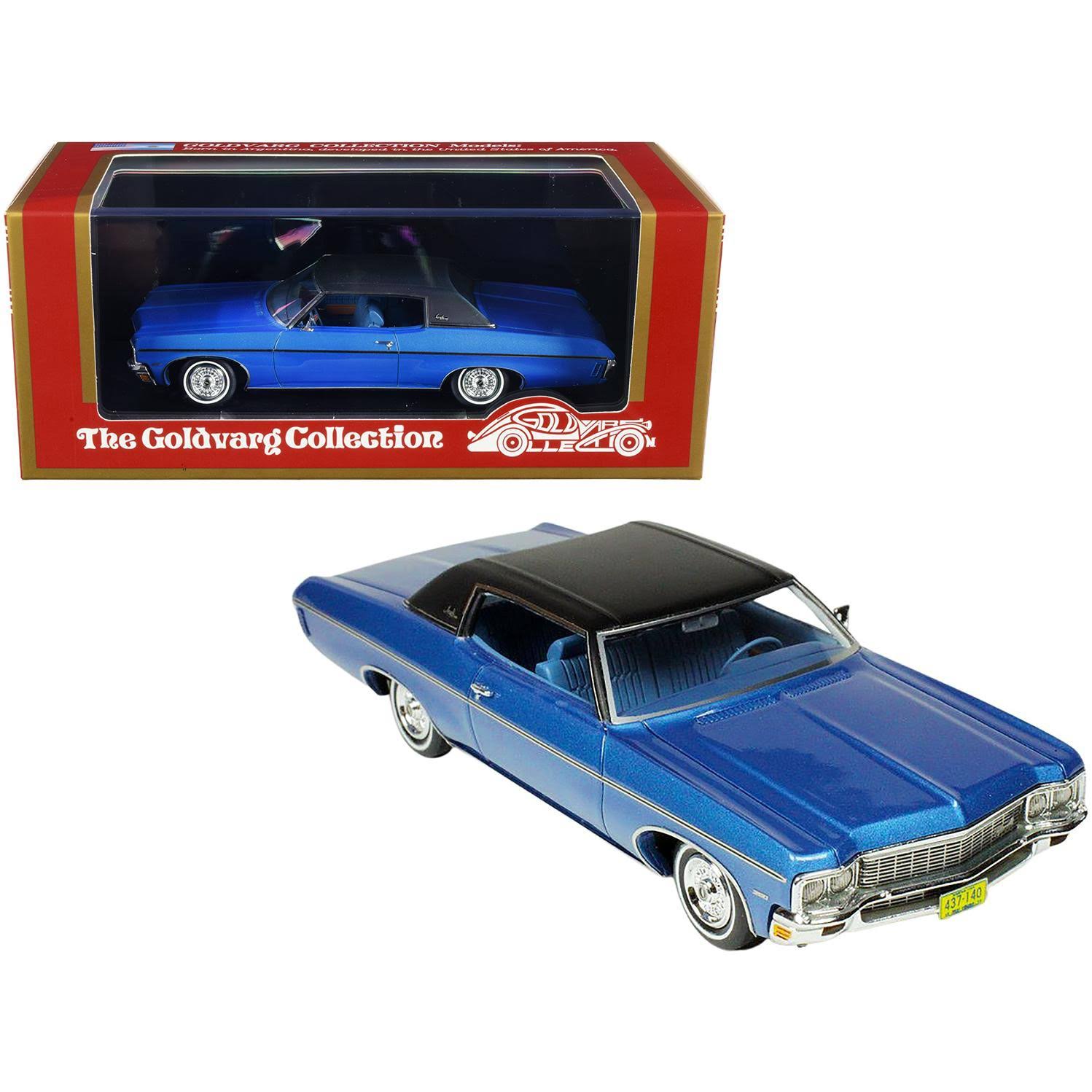 1970 Chevrolet Impala Custom Coupe Mulsanne Blue Metallic with Matt Black Top Limited Edition to 220 Pieces 1/43 Model Car by Go