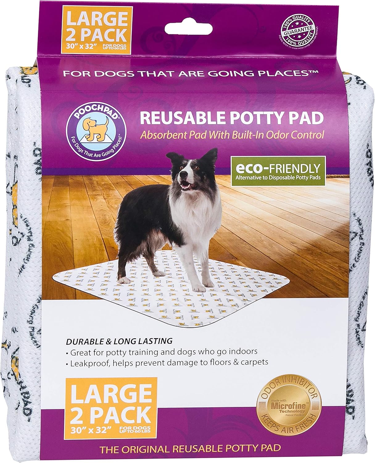 PoochPad 30-Inch by 32-Inch Pet Training Pad, Large, 2-Pack