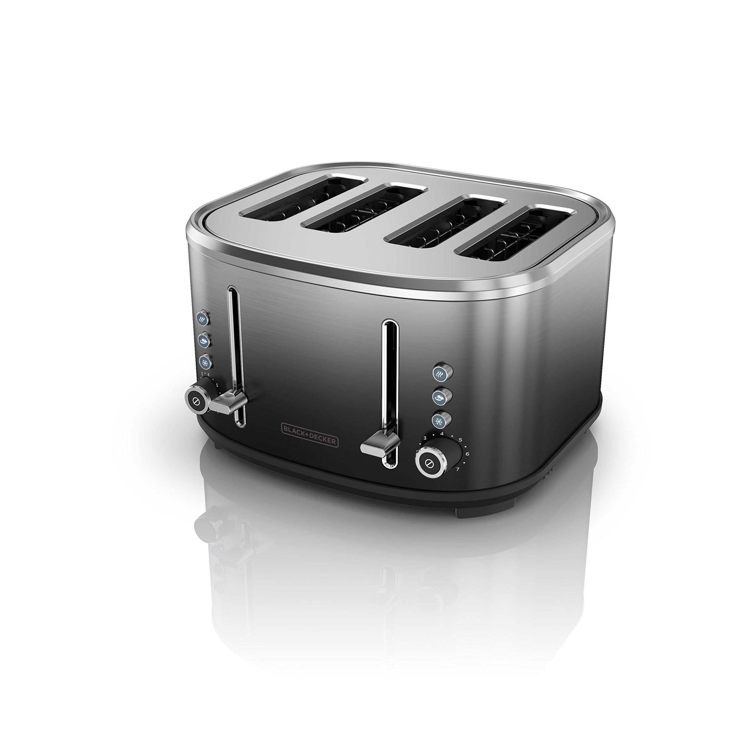 Black+decker 4-Slice Extra-Wide Slot Toaster, Stainless Steel, Ombr Finish, TR4310FBD