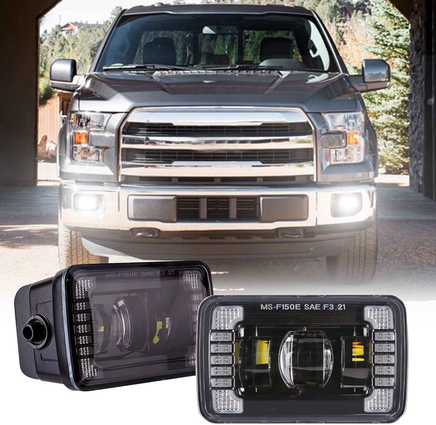 BICYACO LED Fog Lights with DRL Daytime Running Lights Compatible with 2015-2020 Ford F150 4 Inch LED Fog Light Assembly Kit, 36W Waterproof LED Bumper Lamps Set-1 Pair