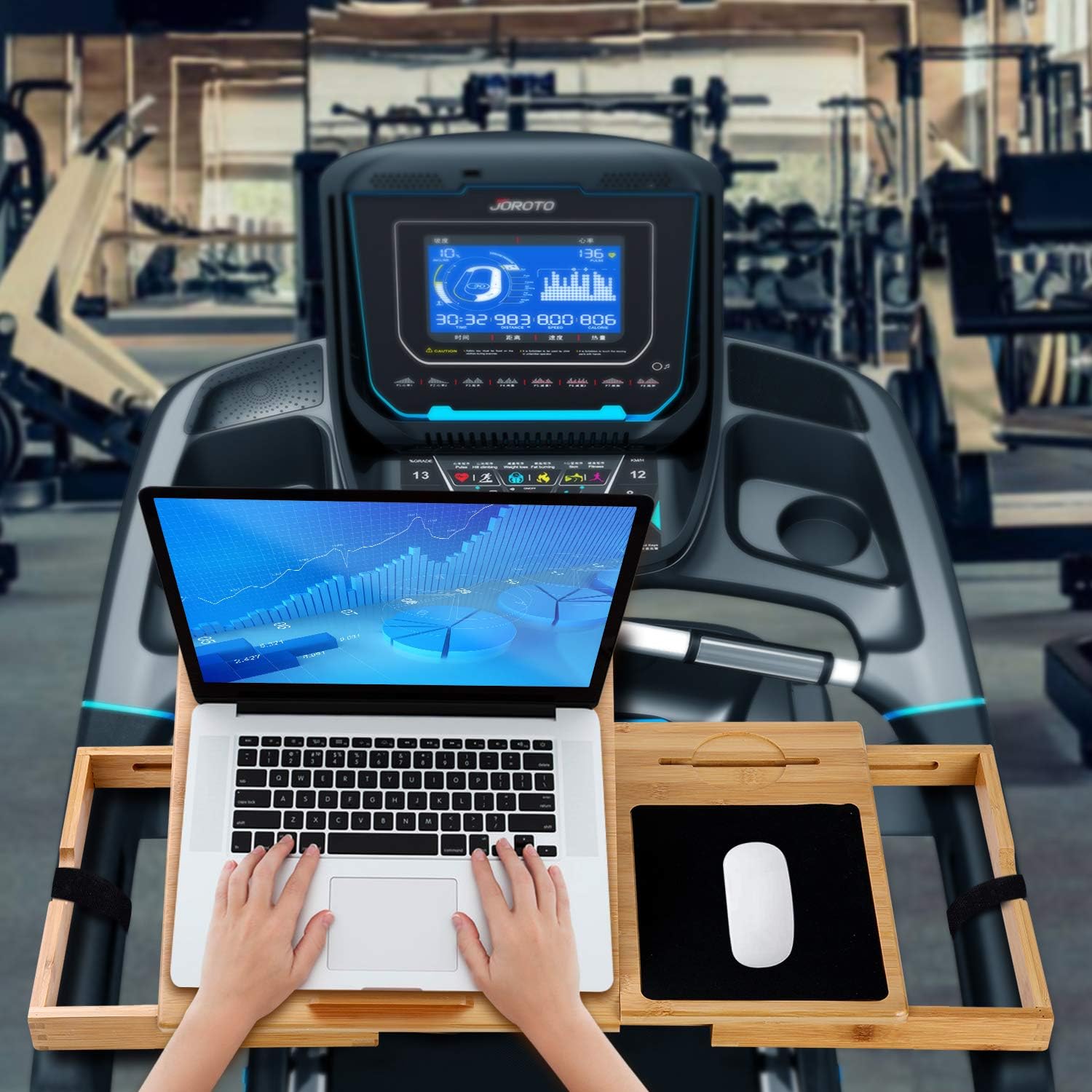 Ollieroo Treadmill Desk Attachment, Treadmill Laptop Holder, Treadmill Laptop Stand, Treadmill Laptop Desk, Treadmill Laptop Shelf on Treadmill Workstation - Detachable Treadmill Desk Pack of 2