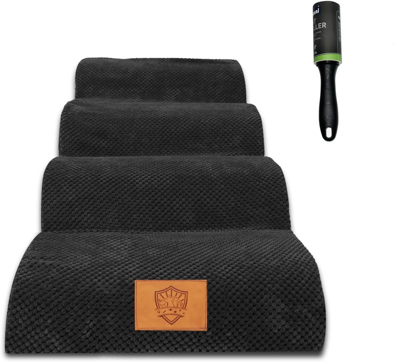 Yamxot High Density Foam Dog Ramp Pet Stairs 4 Steps,Non-Slip,Soft Wide Deep Foam Ladder,for Older or Disabled Dog,for Bed Couch Sofa,Color Black