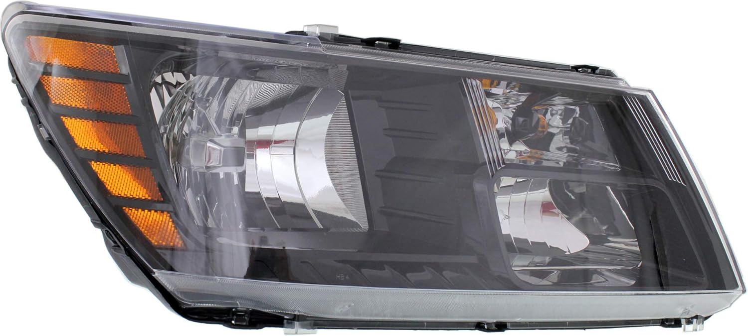 Evan-Fischer Headlight Assembly Compatible with 2014-2018 Dodge Journey Halogen with Black Trim CAPA Passenger Side