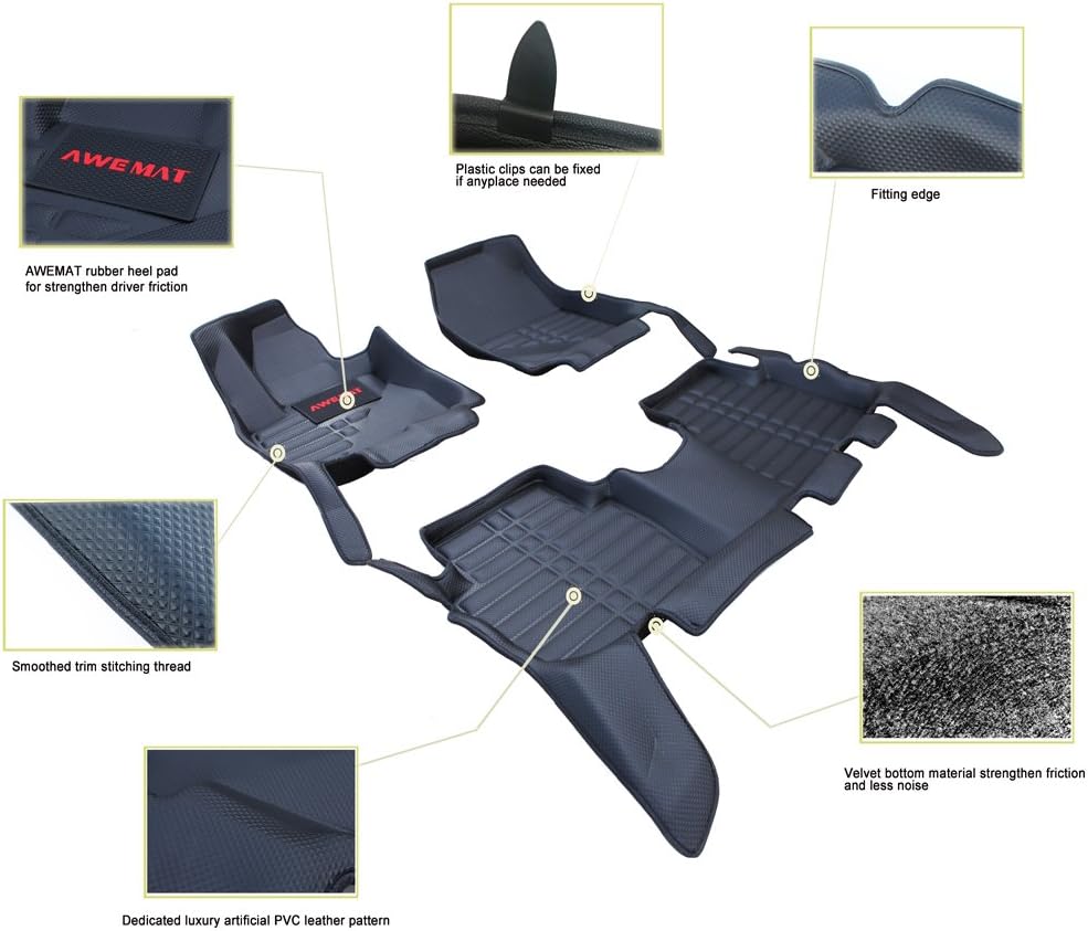 AWEMAT Custom Fit Car Floor Mats for Toyota RAV4 2013-2018 Floor Liners, Digital Measured Exquisite Pattern -Large Coverage -Waterproof-All Weather Protection-Black