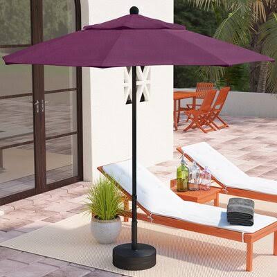 Beachcrest Home Ryant 7.5& Market Umbrella Frame Color: Matted Black, Fabric: Sunbrella AA Iris
