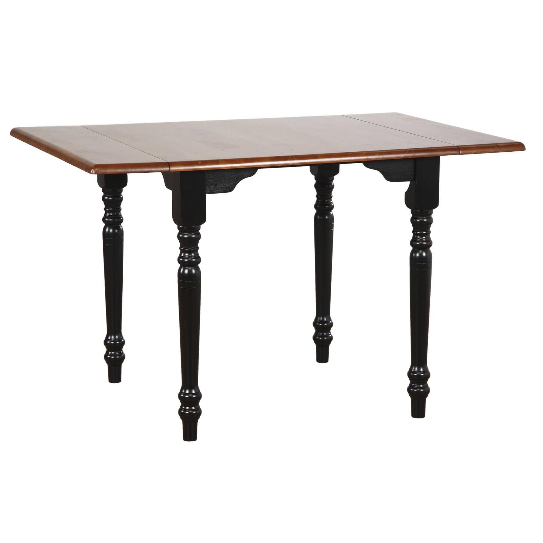 Sunset Trading Black Cherry Selections Drop Leaf Dining Table | Antique Black with Cherry Finish Top