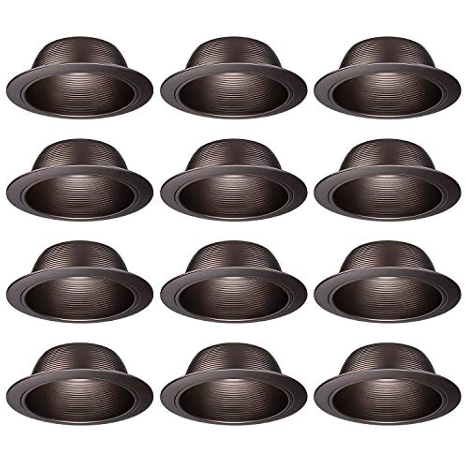 TORCHSTAR 12-Pack 6 inch Recessed Can Light TRIM, Oil Rubbed Bronze Metal Step B