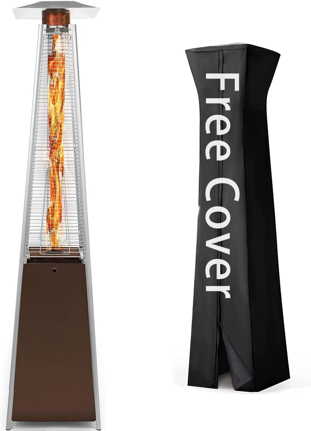 Patio Outdoor Heaters Propane - 48000 Btu Patio Heater Propane, Rapid Heating Propane Heater, Outdoor Heater with Wheels and heater cover, Propane Heater for Garden, Party, Backyard, Restaurant