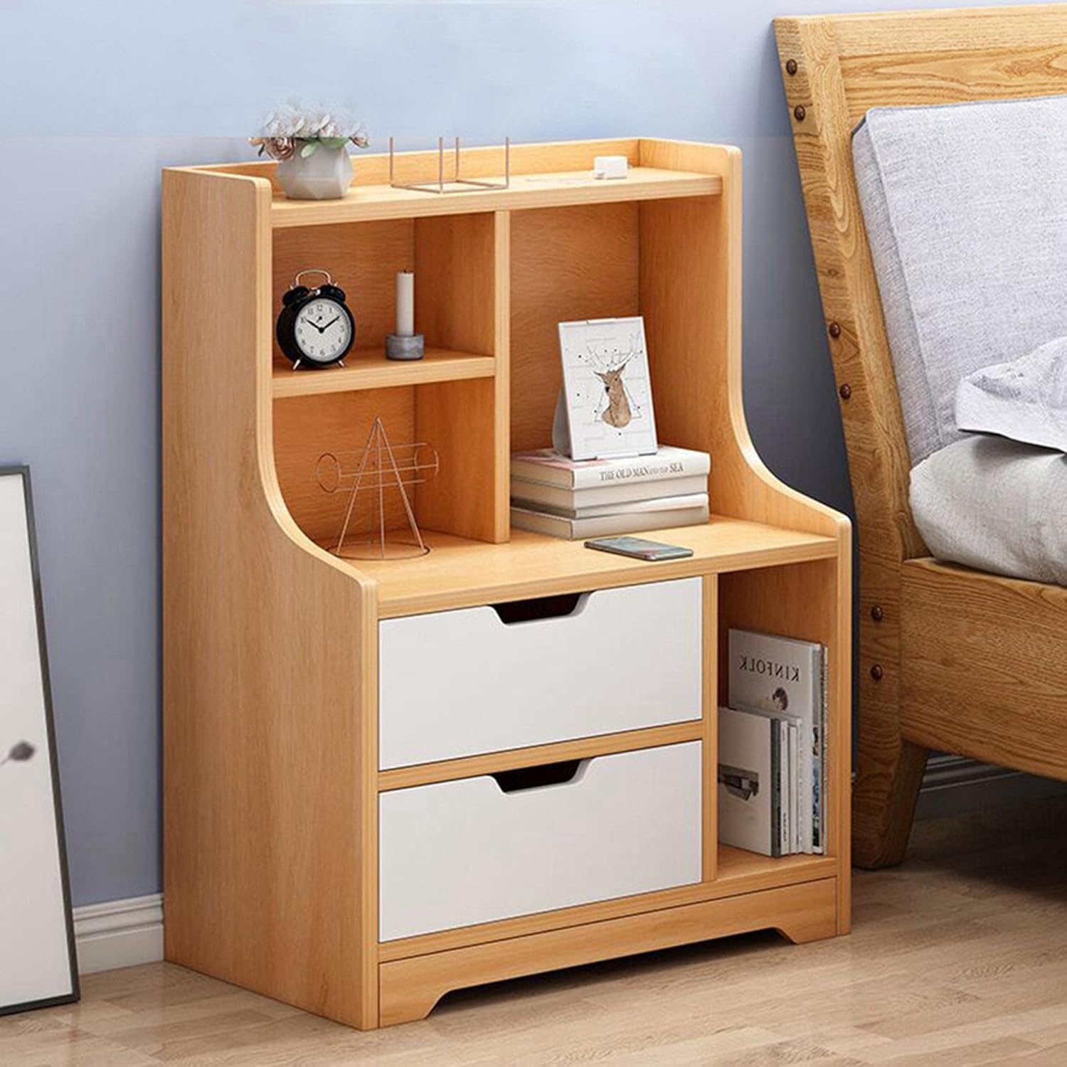 AIBEN Nightstand End Table, Bedside Table with Drawers & Shelf, Modern Accent Table End Table Desk Cabinet, Bedroom Living Room Home Decoration【Fast Delivery from The U.S.】 (White)