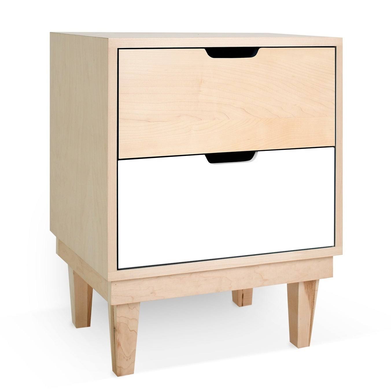 Kabano Modern Kids 2-Drawer Nightstand, Maple / Black