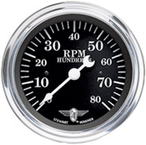 Stewart Warner 82660 Wings Black Face 8000 RPM Tachometer