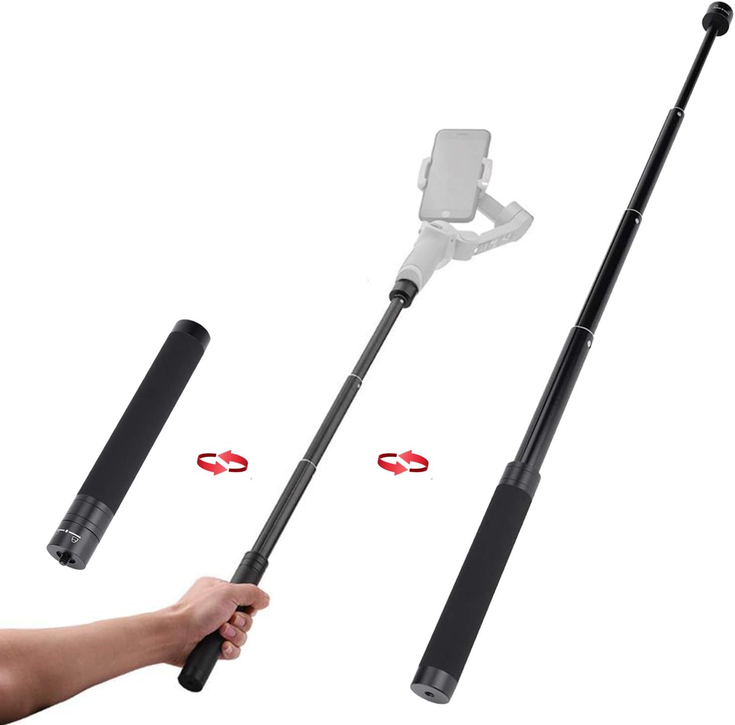 Extension Rod Pole Bar SZ_ABTO Adjustable Selfie Stick for Gimbal Stabilizer Compatible with OSMO Mobile 4 3 Action Gopro Vlog Pocket Zhiyun Smooth 5 Q3 Moza Mini S Handheld Gimbal with 1/4